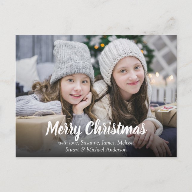 Create your own family photo Merry Christmas Holiday Postcard (Front)