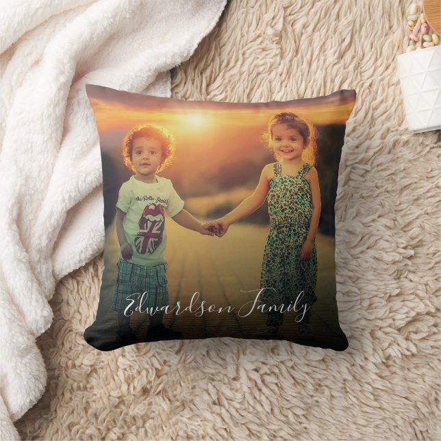 Create your own family photo monogram name cushion (Blanket)