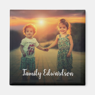 Create your own family photo monogram name magnet