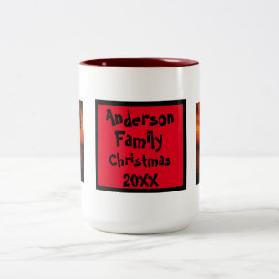 Create Your Own Family Photo Name and Holiday Year Two-Tone Coffee Mug