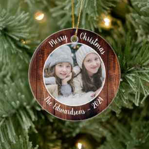 Create your own family photo personal Christmas Ceramic Ornament