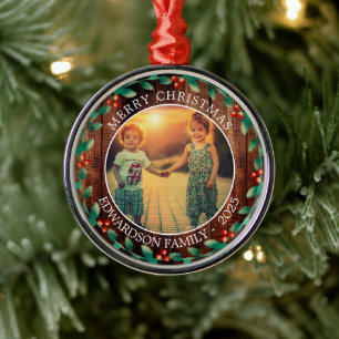 Create your own family photo personal Christmas Metal Ornament