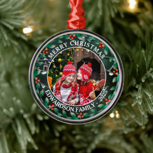 Create your own family photo personal Christmas Metal Ornament