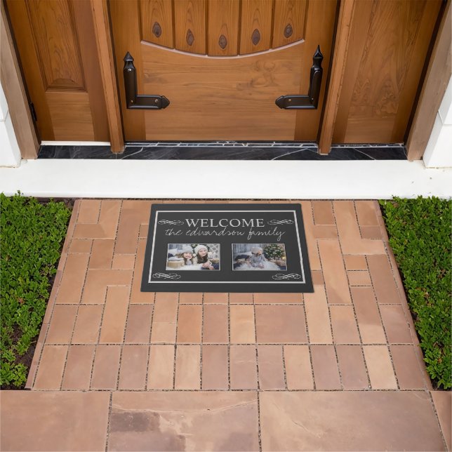 Create your own family photo Welcome family name Doormat (Outdoor)