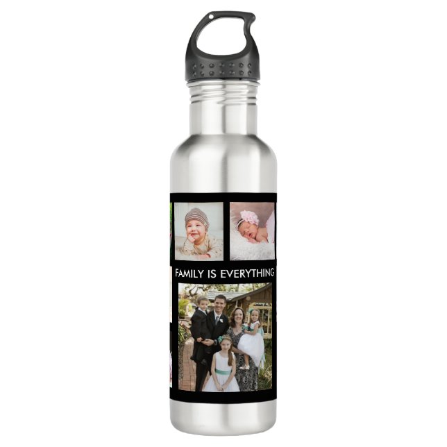 Create Your Own Family Quote 9 Photo Collage  710 Ml Water Bottle (Front)