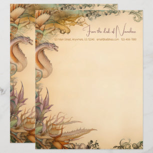 Create Your Own Fantasy Dragon Garden Stationery Custom Letterhead