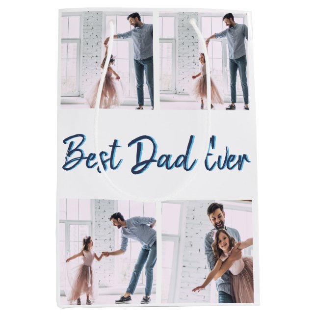 Create Your Own Father's Day Photo Collage Medium Gift Bag (Front)