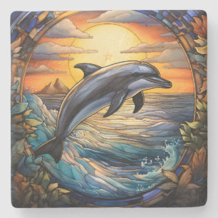 Create Your Own Faux Stained Glass Dolphin Dawn Stone Coaster