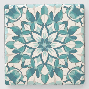 Create Your Own Faux Turquoise Talavera Floral Stone Coaster