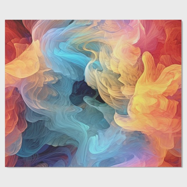Create Your Own Fiery Sky Alcohol Ink Smoke Wrapping Paper (Flat)