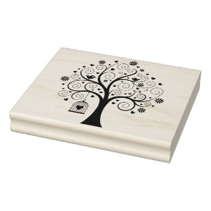 Create Your Own Filigree Tree Love Bird Flowers Rubber Stamp