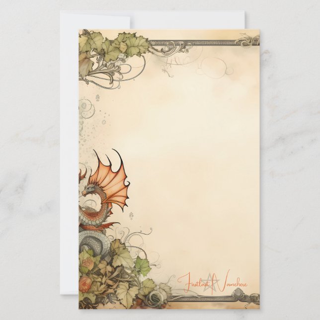 Create Your Own Fire Dragon Garden Stationery (Front)
