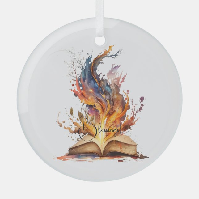 Create Your Own Fire Grimoire Glass Tree Decoration (Front)