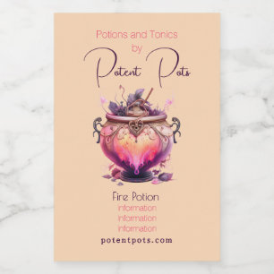 Create Your Own Fire Potion Cauldron Apothecary Food Label