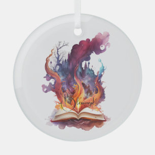 Create Your Own Fire Spell Book Glass Tree Decoration