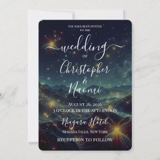 Create Your Own Fireflies & Mountains Wedding Invitation