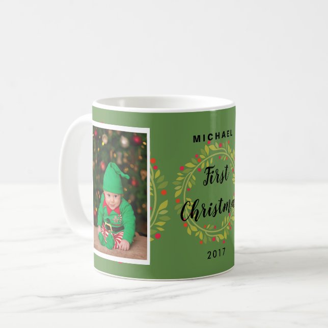 Create your own First christmas baby christmas Coffee Mug (Front Left)