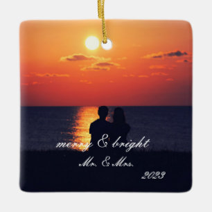 Create your own First Christmas Married photo  Ceramic Ornament