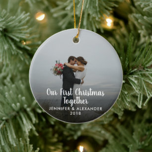Create your own First Christmas Together photo Ceramic Ornament