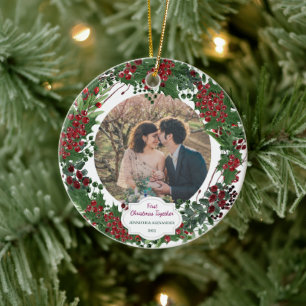 Create your own First Christmas Together photo Ceramic Ornament
