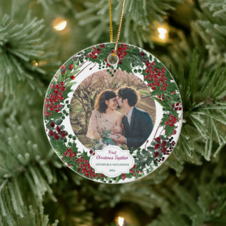Create your own First Christmas Together photo Ceramic Ornament