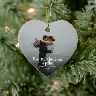 Create your own First Christmas Together photo Ceramic Ornament