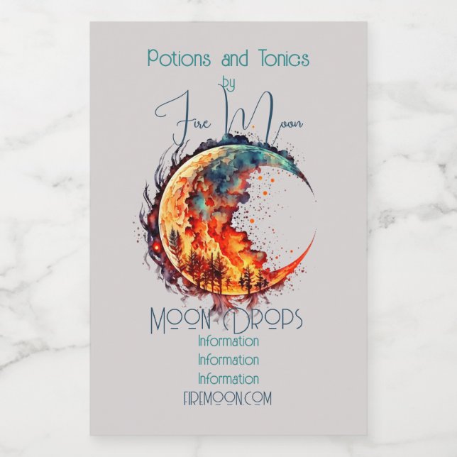 Create Your Own Flaming Moon Food Label (Single Label)