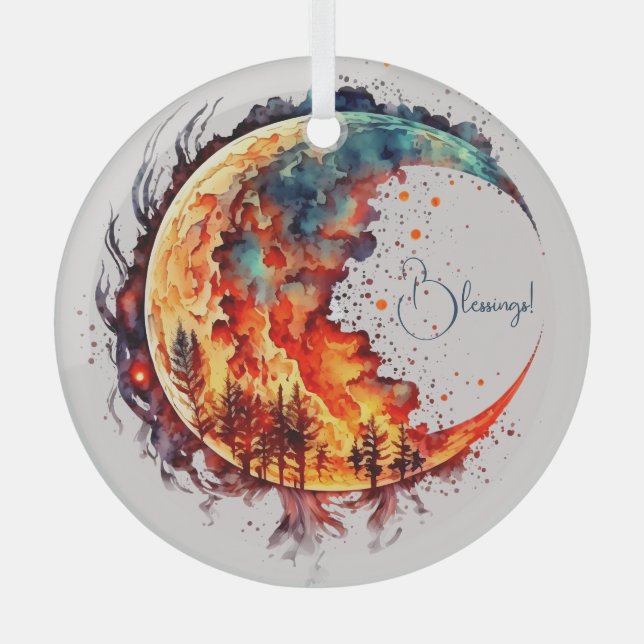 Create Your Own Flaming Moon Glass Tree Decoration (Front)