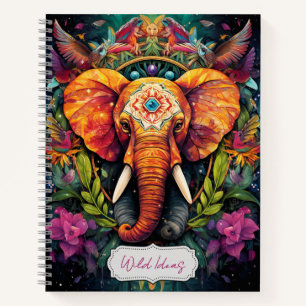 Create Your Own Floral Boho Elelphant Totem Animal Notebook