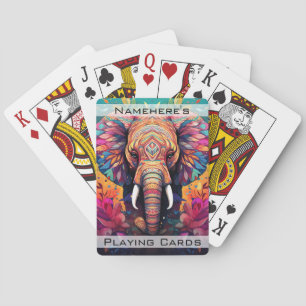 Create Your Own Floral Boho Sunset Elephant Playing Cards