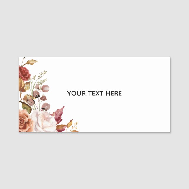 Create Your Own Floral Classic Name Tag (Front)