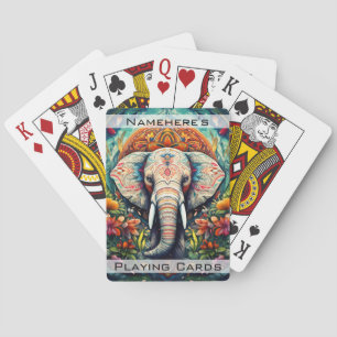 Create Your Own Floral Elephant Mandala Playing Cards
