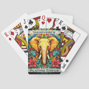 Create Your Own Floral Elephant Totem Animal Playing Cards