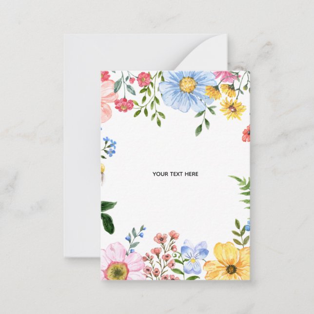 Create Your Own floral Flat Note Card (Front)