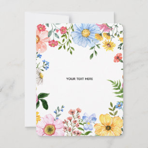 Create Your Own floral Flat Note Card