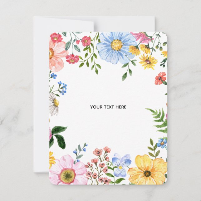 Create Your Own floral Flat Note Card (Front)