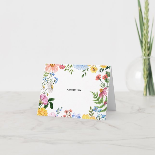 Create Your Own floral Folded Greeting Card (Front)