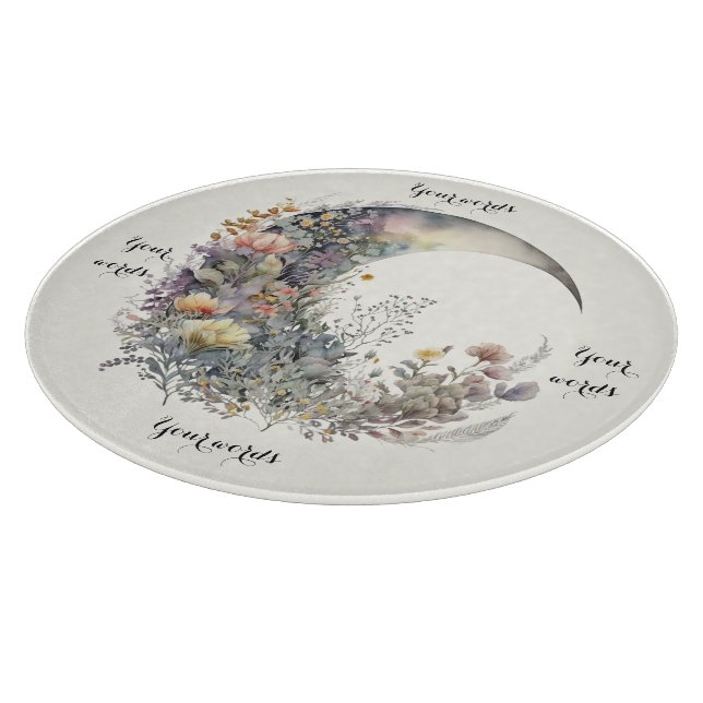 Create Your Own Floral Iridescent Crescent Moon Cutting Board (Corner)