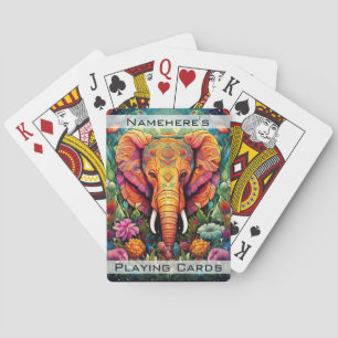 Create Your Own Floral Jungle Elephant Playing Cards