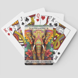 Create Your Own Floral Jungle Elephant Playing Cards