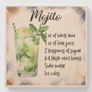 Create Your Own Floral Mojito Cocktail Recipe Stone Coaster