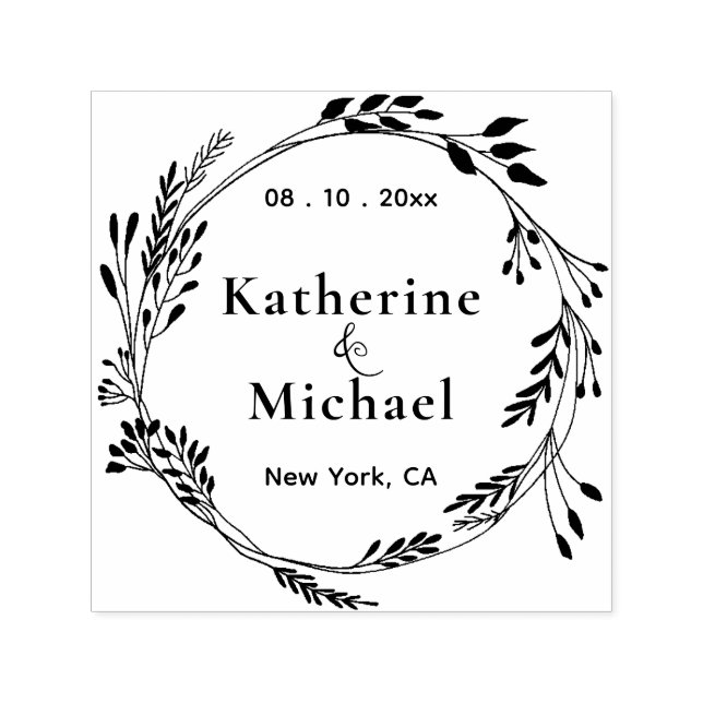 Create Your Own Floral Round Save The Date Wedding Self-inking Stamp (Design)