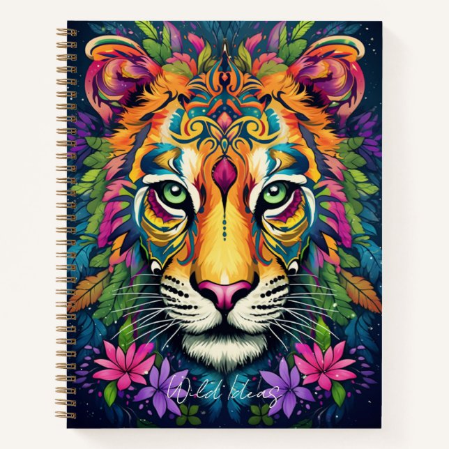 Create Your Own Floral Tribal Tiger Notebook (Front)