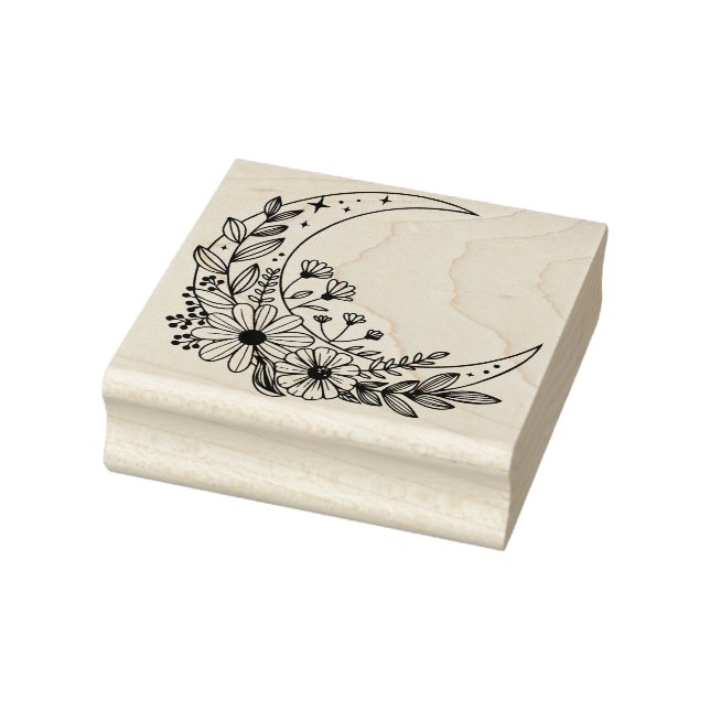 Create Your Own Flower Crescent Moon Rubber Stamp (Stamp)