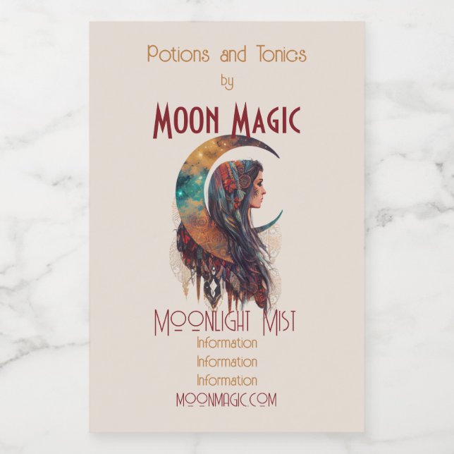 Create Your Own Free Spirit Floral Boho Moon Wine Label (Single Label)