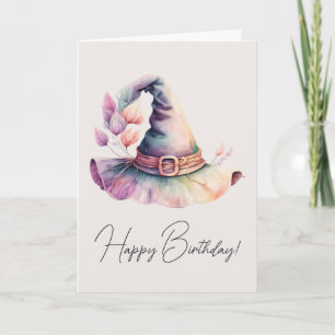 Create Your Own Frilly Rainbow Witch Hat Leaves Holiday Card