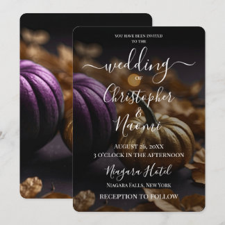 Create Your Own Fuchsia & Gold Pumpkins Invitation