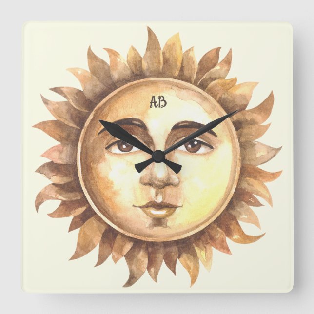Create Your Own Full Sun Square Wall Clock (Front)