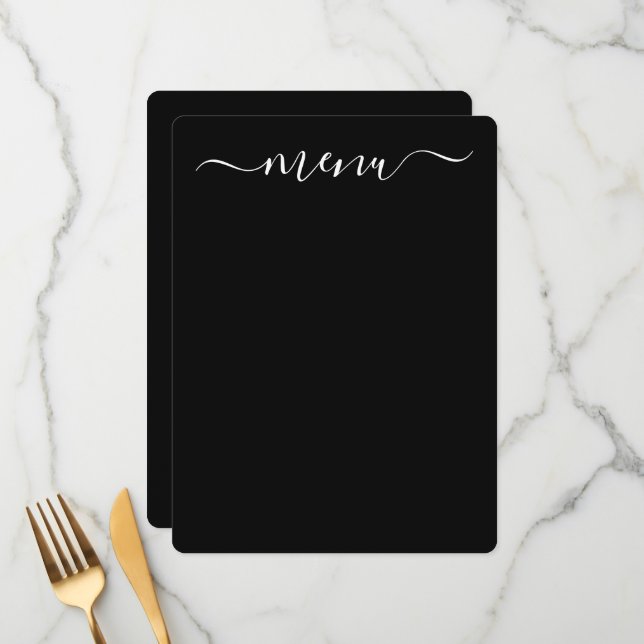 Create Your Own Fully Customised Black Menu (Front/Back In Situ)