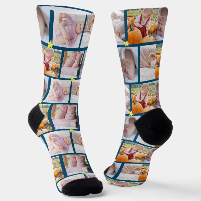 Create your own Fun 5-photo collage Crew  Socks (Angled)